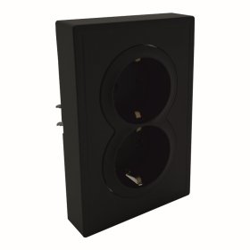 Kištukinis lizdas TOPE Bora, 2 vietų, įleidžiamas, juodos sp., su įžeminimu, 16 A, 250 V, 500900039