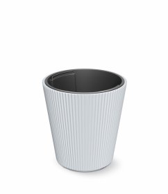Plastikinis lauko vazonas Milly, baltos sp., 46,7 x 46,7 x 44,2 cm.