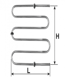 Rankšluosčių džiovintuvas-gyvatukas WELLMER, d25, M3/4", 630 x 480 mm, 3 bangų, 3 met. laikliai, 316 plienas, 15077M