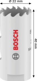Grąžtas-karūna BOSCH HSS - Bi-metal, standartiniam adapteriui, 22 mm
