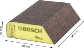 Figūrinė šlifavimo kempinė BOSCH S470 CombI, 69 x 97 x 26 mm, smulki
