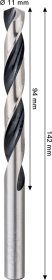 Grąžtas metalui BOSCH HSS (PointTeQ), cilindrinis kotas, 11 mm, 1 vnt.