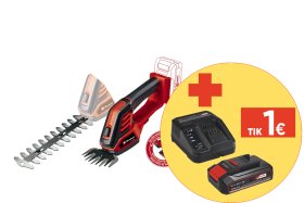 Akumuliatorinės žolės ir krūmų žirklės EINHELL GE-CG 18/100 Li-Solo, 18 V, žolės žirklių plotis , krūmų žirklių ilgis, svoris 0,69 kg, be akumuliatoriaus ir pakrovėjo