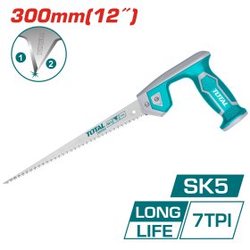 Pjūklas TOTAL, medžiui, plastikui, gipsui, SK5 plienas, 7TPI, 300 mm, THCS3006