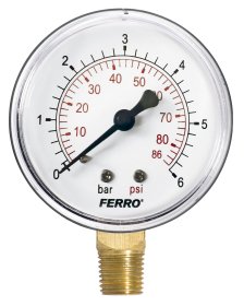 Radialinis manometras FERRO, 0-6 bar, 63 mm, 1/4", M6306R, M6306R