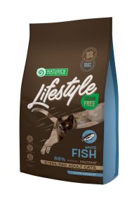 Sausas ėdalas katėms NATURE'S PROTECTION LIFESTYLE, suaugusių sterilizuotų kačių, begrūdis, su balta žuvimi, 1,5kg
