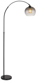 Toršeras GLOBO NEW CASATLE, 1xE27, 60W, 230V, su jungikliu, reguliuojamas aukštis, 960x300x1960 mm, laido ilgis 1,8 m, stovas matinės juodos sp., stiklas dūmų sp.