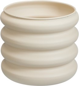 Lauko vazonas, metalinis, banguotas, kreminės sp., 25 x 25 x 22,5 cm.