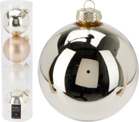 Eglutės žaisliukų rinkinys, 4 vnt., stiklas, įvairių sp., skersmuo 10 cm