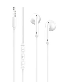 Laidinės ausinės HAVIT H210, be gumelės, 3.5mm jungtis, su mikrofonu ir valdymu, 1.2m ilgio, baltos sp.