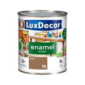 Universali akrilinė emalė LUXDECOR, 0,75 l, (10) miško riešuto spalvos, blizgus, skiedžiamas vandeniu