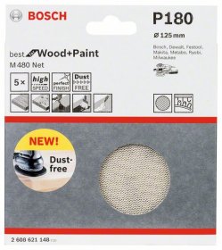Šlifavimo tinklelis BOSCH M 480, 125 mm, G180, 5 vnt.