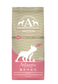 Sausas šunų ėdalas CENTOUNDICI, žarnyno priežiūrai, visų veislių ir bet kokio amžiaus šunims, su lašiša ir žuvies miltais, 15 kg