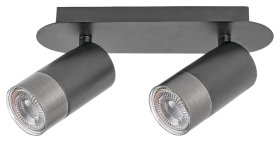 Kryptinis šviestuvas RABALUX Zircon, GU10, 2 x 5W, 230V, IP20, metalinis, matinės juodos / metalo sp., 240 x 130 x 150 mm, 5070
