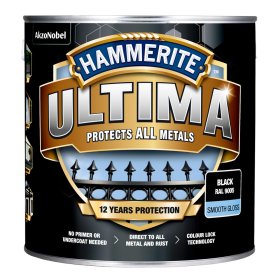 Antikoroziniai dažai HAMMERITE Ultima, 2,2 l, juodos sp., blizgūs