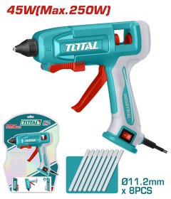 Pistoletas klijams TOTAL, 45 W, 11,2 mm, 8 klijų strypeliai, TT401116