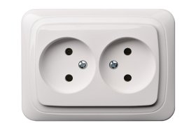 Kištukinis lizdas LIREGUS Alfa, 2 vietų, įleidžiamas, baltos sp., be įžeminimo, IKL16-109.A/B