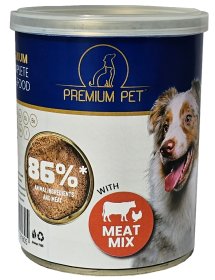 Konservuotas šunų ėdalas Premium Pet, mėsos paštetas, mėsos mišinys, 415g