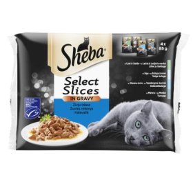 Konservuotas kačių ėdalas SHEBA, su žuvimi, 4x85 g