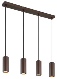Pakabinamas šviestuvas GLOBO James, GU10, 4 x 25W, 230V, matinės bronzos spalvos, PVC juodas laidas, reguliuojamas aukštis, 610 x 60 x 1200 mm