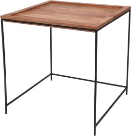 Metalinis staliukas mediniu stalviršiu, juodos sp., 30 x 30 cm, aukštis 33 cm