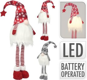 Kalėdinė dekoracija Gnomas, su LED, aukštis 90 cm, 2 rūšių