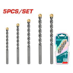 Grąžtų rinkinys TOTAL, betonui, 5 vnt. (4,5,6,8,10 mm), TACSD5055