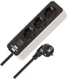 Ilgiklis BRENNENSTUHL Ecolor Extension, su jungikliu, su įž., 3 lizdai, 1,5 m, 3x1,5, baltos, juodos sp.
