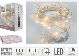 LED girlianda, 80 lempučių, šiltai baltos sp., ilgis 8 m