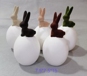 Velykinė dekoracija Kiaušinis Su Zuikiu, keraminė, 7,5 x 7,5 x 15 cm