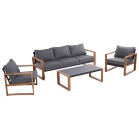 Lauko baldų komplektas ESTI ESTA DUISBURG CS, 2 foteliai, trivietė sofa, kavos staliukas, pilkos spalvos