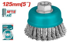 Vielinis šepetys TOTAL, 125 mm, puodas, suktos vielos, M14X2, viela 0,5 mm, TAC32051