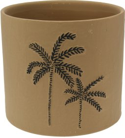 Kambarinis keraminis vazonas Palmės, rudos sp., 16,5 x 16,5 x 15 cm.