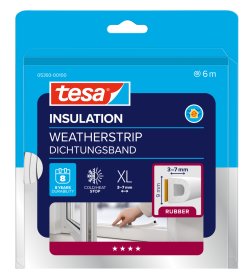 Sandarinimo juosta TESA, balta, D profilis, 6m x 9mm x 7mm