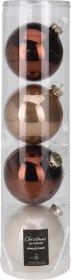 Eglutės žaisliukų rinkinys, 4 vnt., stiklas, įvairių rudų atspalvių, skersmuo 10 cm