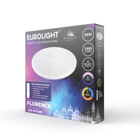 Lubinis LED šviestuvas EUROLIGHT Florence, 36 W, 185-265 V, 2340 lm, IP20, su pultu, dimeriuojamas, 380 x 60 mm, PL-RS-36W-DIM-CCT