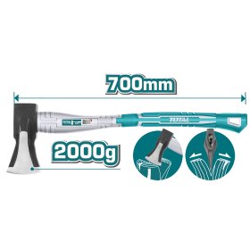 Skaldymo kirvis stiklo pluošto rankena TOTAL THT798026, 700 mm, 45CS, 2 kg