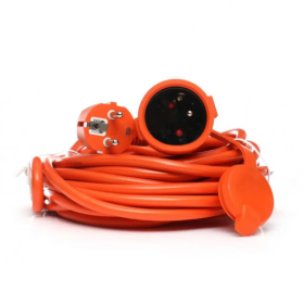 Ilgiklis HOROZ, 1 lizd., 25m, su įž., 3x2,5, IP44, oranžinės sp., su dangteliu, 27668