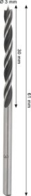 Grąžtas medienai BOSCH PRO, 3 mm x 61 mm