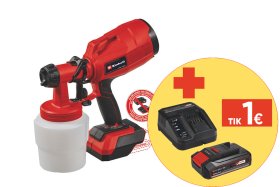 Akumuliatorinis dažų purkštuvas EINHELL TC-SY 18/60 Li Solo, 18 V, Li-ion, svoris 1,2 kg, dažų talpos tūris 800ml, be akumuliatoriaus ir kroviklio