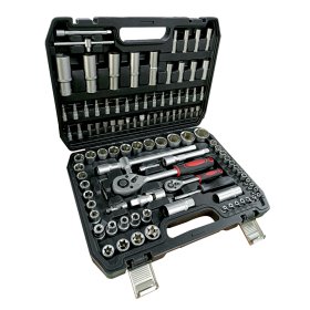 Įrankių komplektas TRIMAX, komplekte 1/2", 1/4'' terkšliniai veržliarakčiai ir galvutės, 108 vnt.