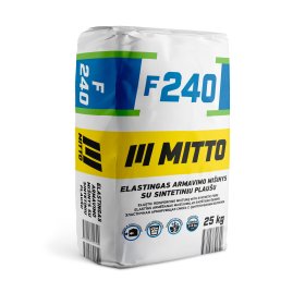 Armavimo mišinys MITTO F240, su sintetiniu plaušu, elastingas, putų polistirenui ir akmens vatai, 25 kg