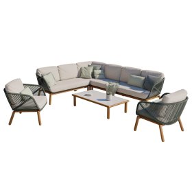 Lauko baldų komplektas ESTI ESTA Auro v4, kampinė sofa 273 x 210 x 73,5 cm, 2 foteliai  80,5 x 77 x 69 cm, stalas 85 x 127 x 32 cm