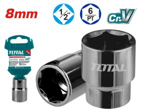 Šešiakampė galvutė TOTAL, CR-V(50BV30), 1/2", 8 mm, ilgis 38 mm, THTST12081