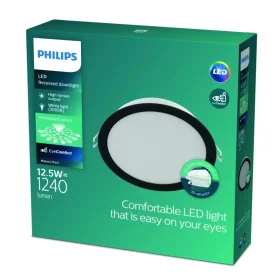 Montuojamas šviestuvas panelė PHILIPS Meson, įleidžiama, LED 12,5 W, 3000K, 1200lm, apvali, juodos sp., 140 mm skersmens