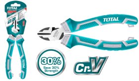 Šoninio kirpimo replės TOTAL, sustiprintos, Cr-V, 30% efektyvesnės, 180 mm., THT230706S, N