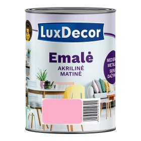 Universalus akrilinis emalis LUXDECOR, 0,75 l, rožinis drambys, matinė, vandens pagrindu