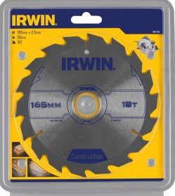 Medžio pjovimo diskas su kietmetaliu IRWIN, 165 mm x 18 T