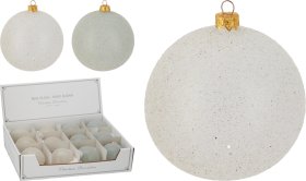 Eglutės žaisliukas, stiklas, su blizgučiais, 2 skirtingos sp., skersmuo 8 cm