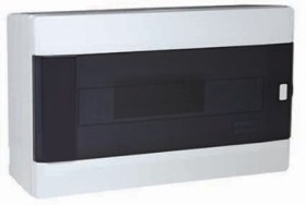 Automatinių išjungiklių skydelis MIRSA M4061, 9 modulių, paviršinis, baltas su skaidriomis durelėmis, IP40, 120x200x100mm